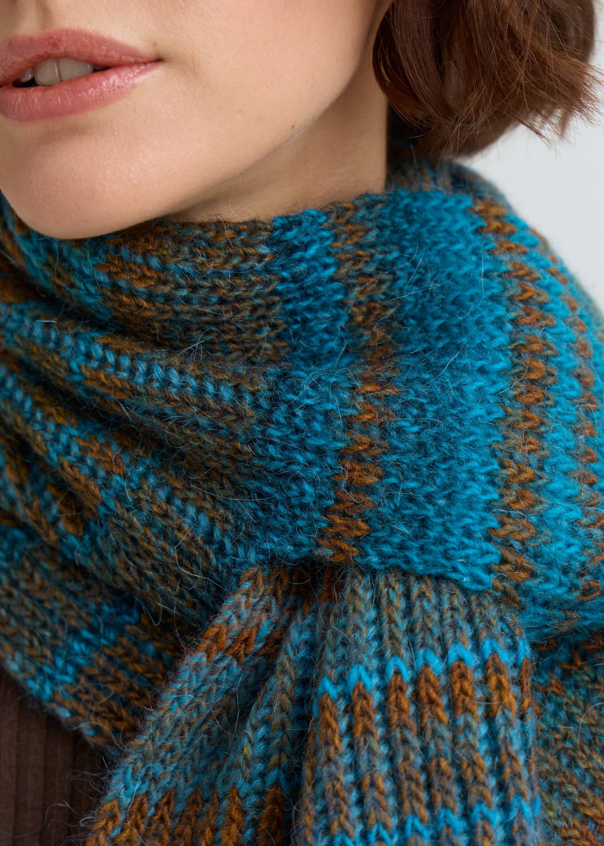 Lisse Alpaca Wool Scarf - Brown & Blue