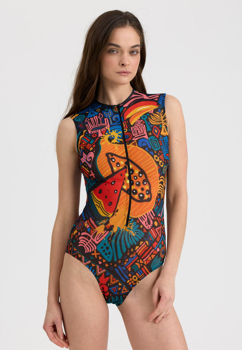 Fruits Smart Mesh Swimsuit with Zipper – UPF 50+ Luxury Sun Protection - BRIKOLY