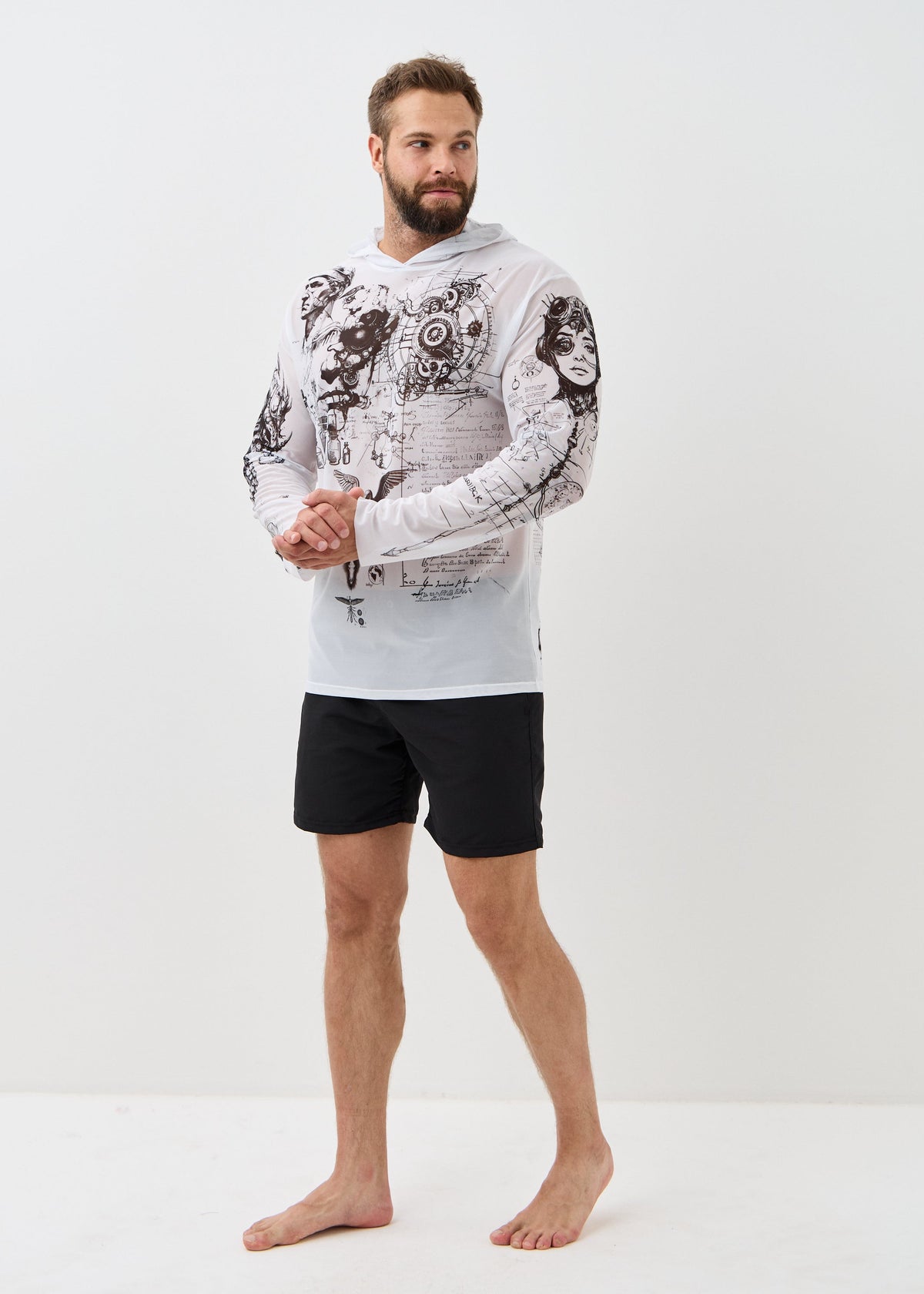 Rome White Men's Mesh Rash Guard – UPF 50+ Long Sleeve Swim Shirt - BRIKOLY