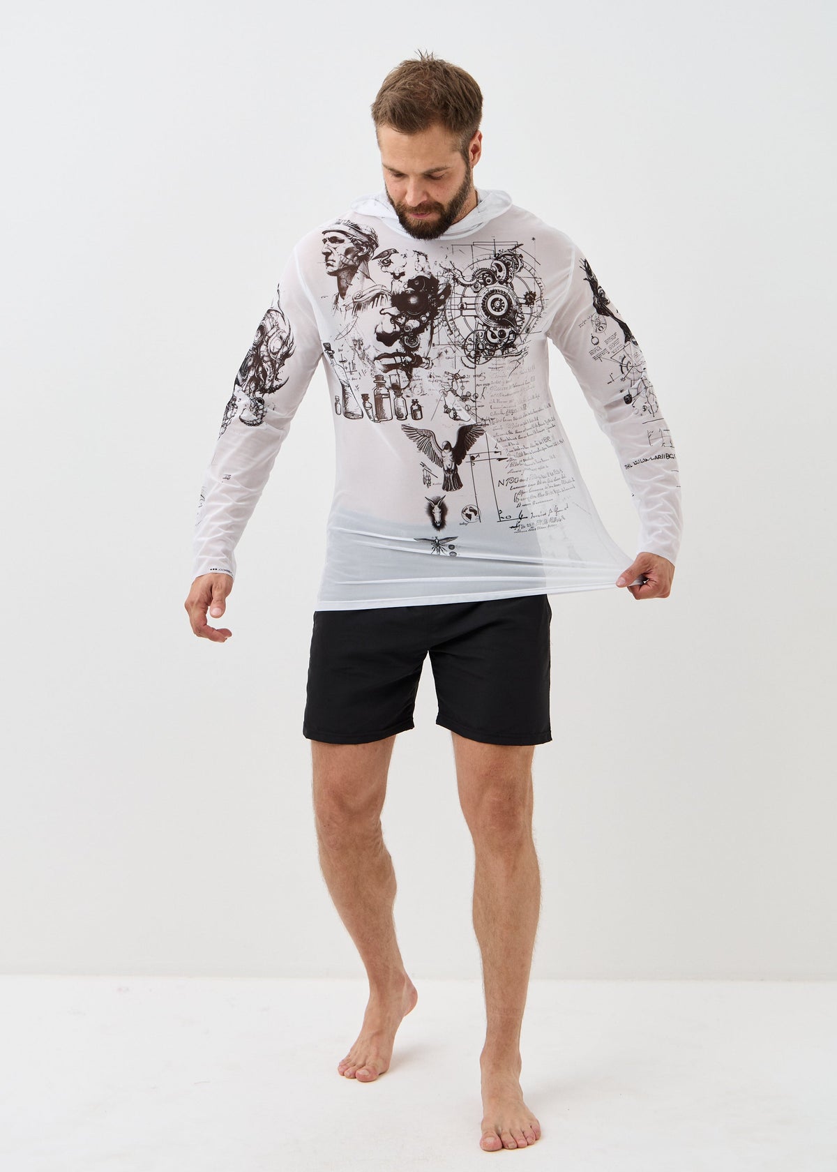 Rome White Men's Mesh Rash Guard – UPF 50+ Long Sleeve Swim Shirt - BRIKOLY