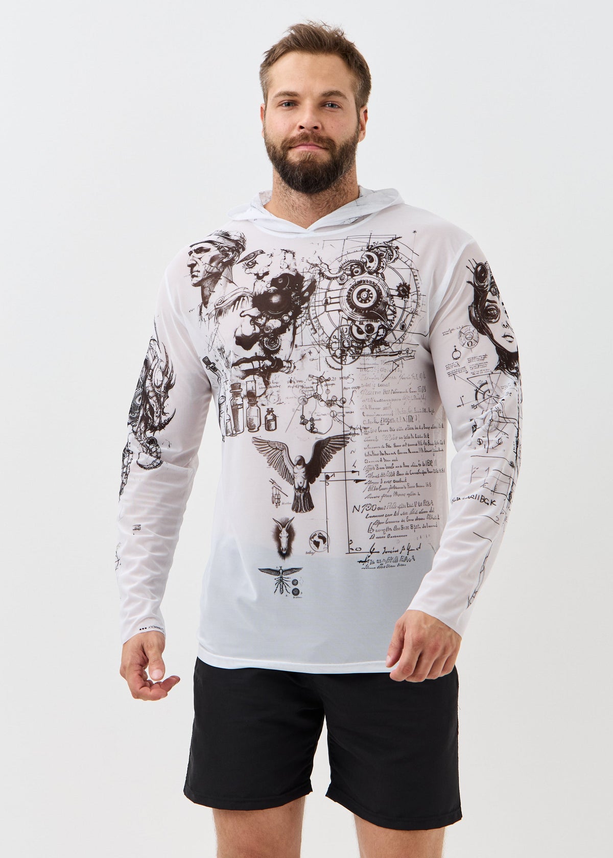 Rome White Men's Mesh Rash Guard – UPF 50+ Long Sleeve Swim Shirt - BRIKOLY