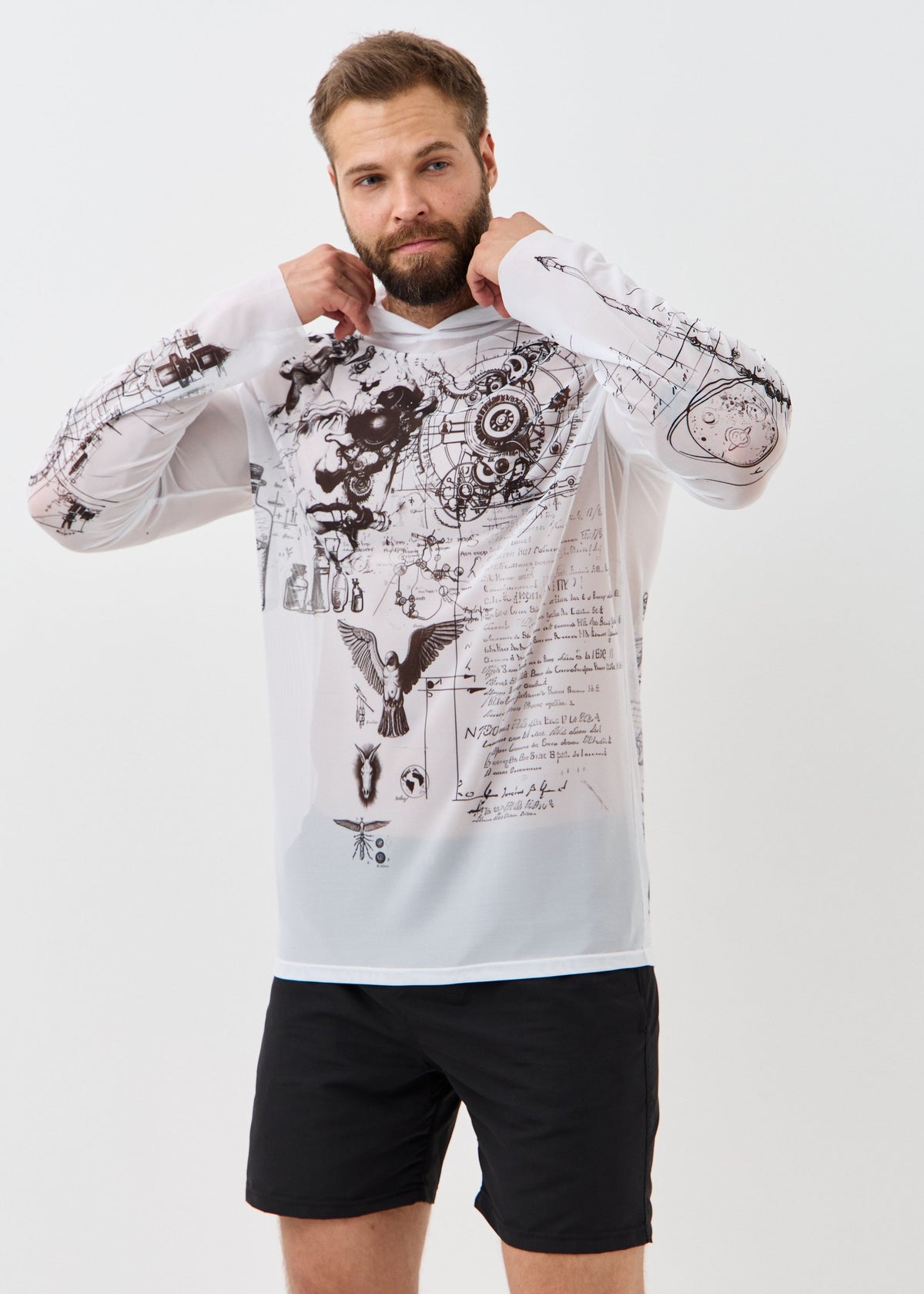 Rome White Men's Mesh Rash Guard – UPF 50+ Long Sleeve Swim Shirt - BRIKOLY