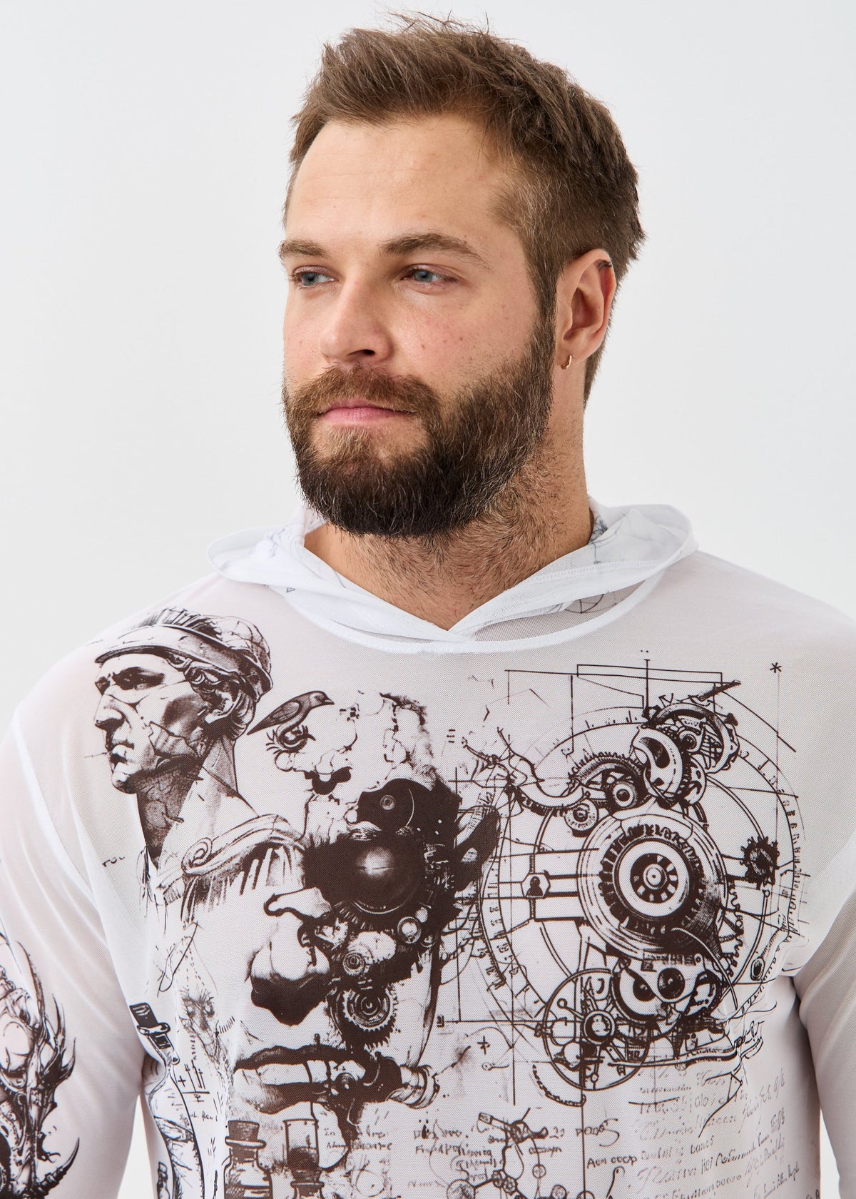 Rome White Men's Mesh Rash Guard – UPF 50+ Long Sleeve Swim Shirt - BRIKOLY