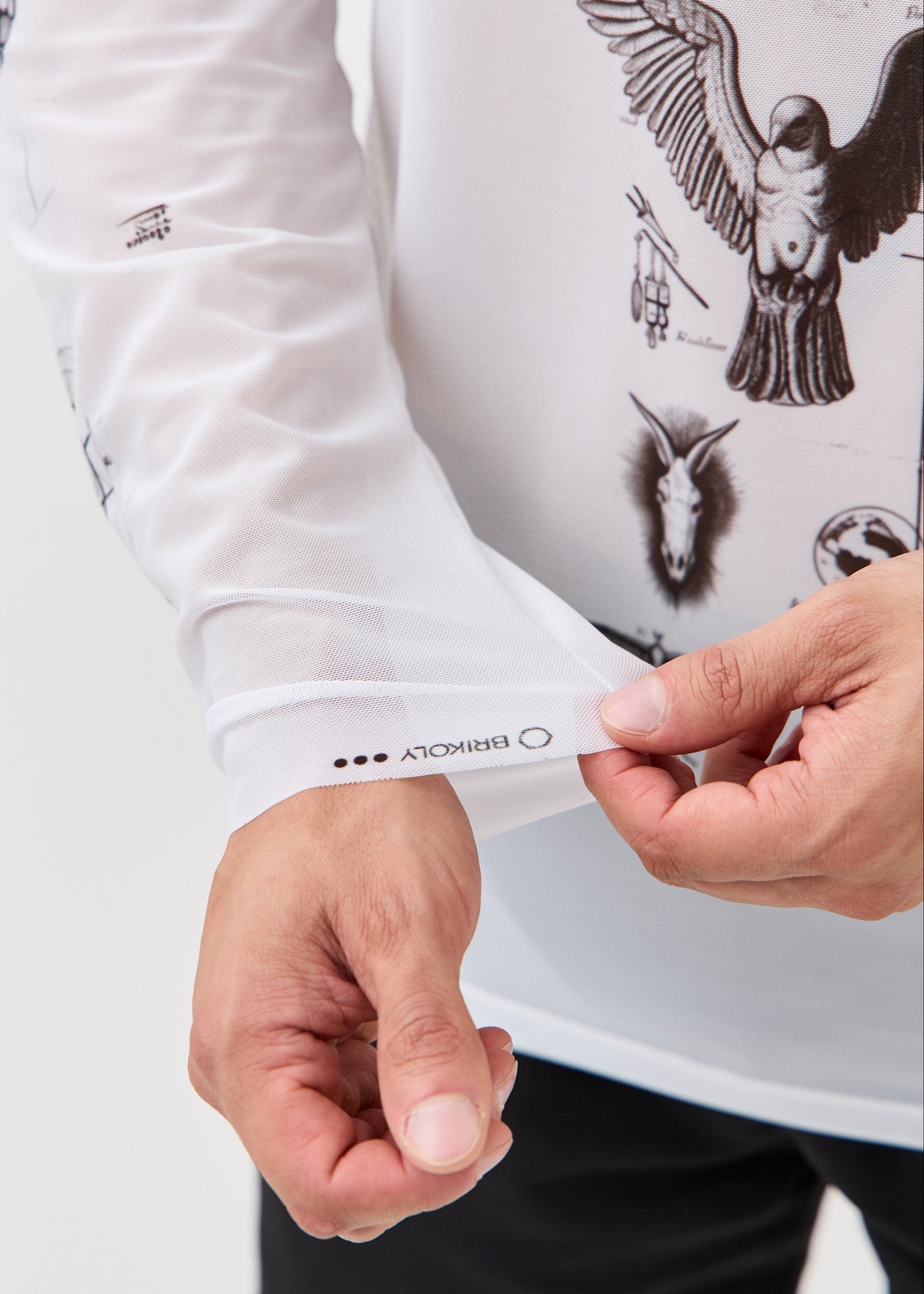 Rome White Men's Mesh Rash Guard – UPF 50+ Long Sleeve Swim Shirt - BRIKOLY