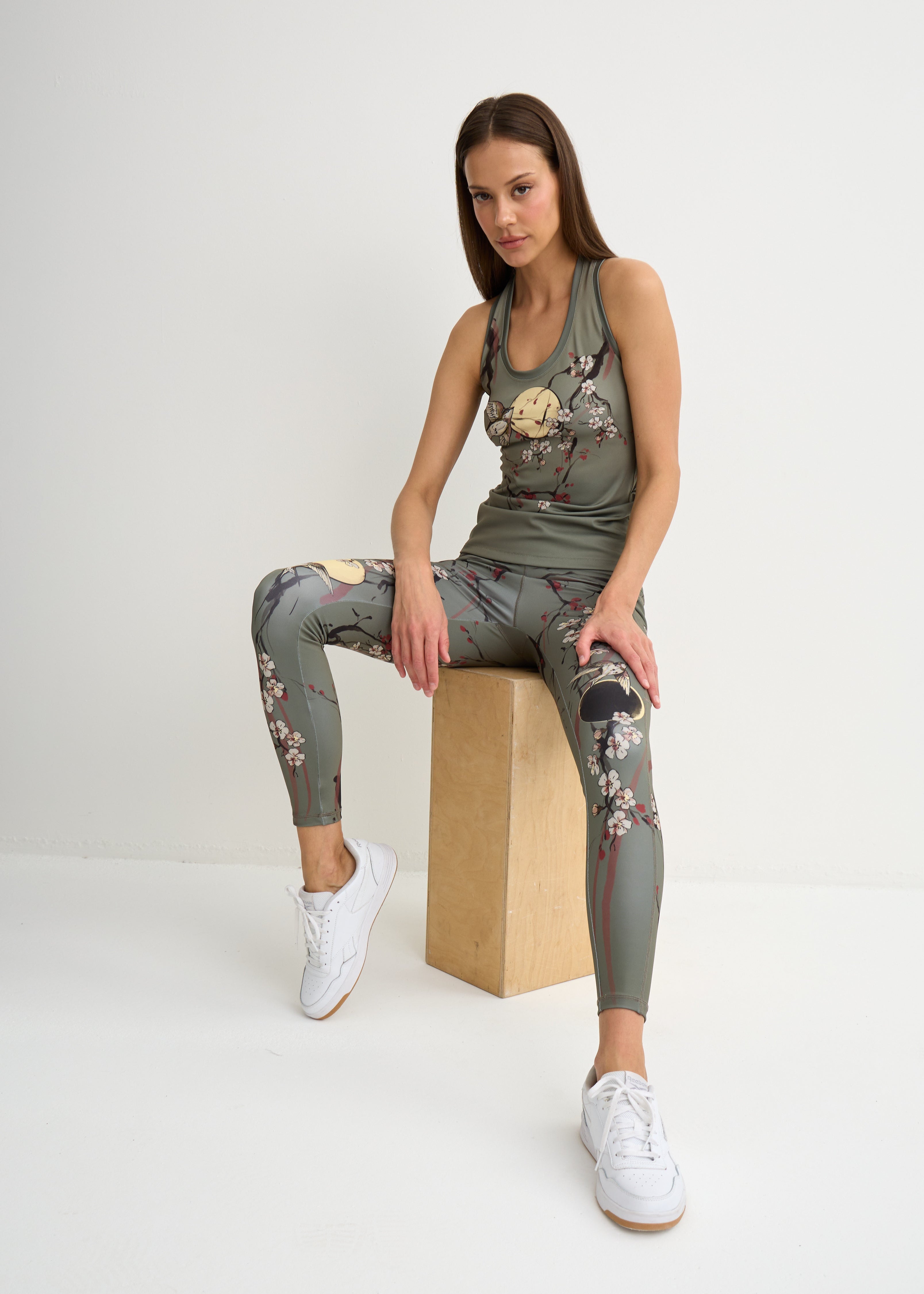 Sakura Printed Biflex Leggings with Deep Pockets for Women