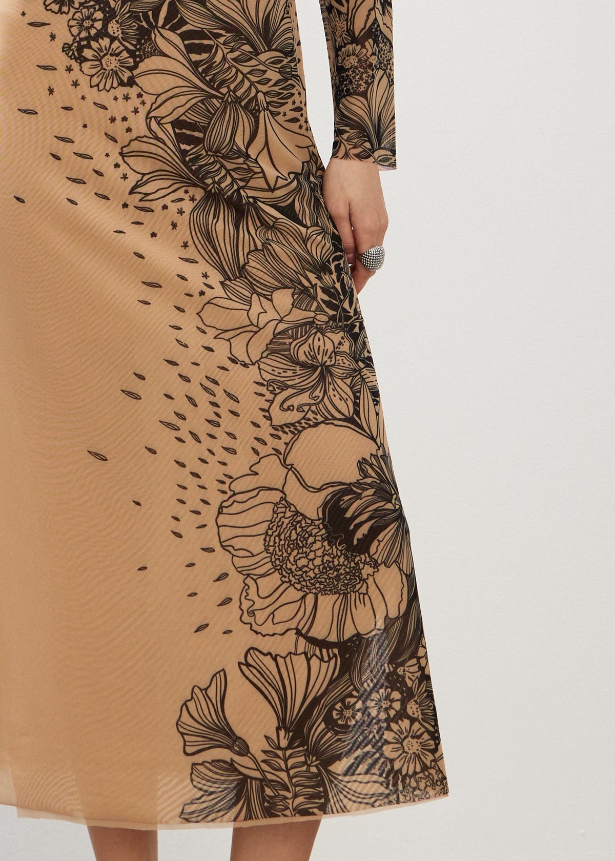 Beige Aster Mesh Dress for Formal and Party Looks - BRIKOLY