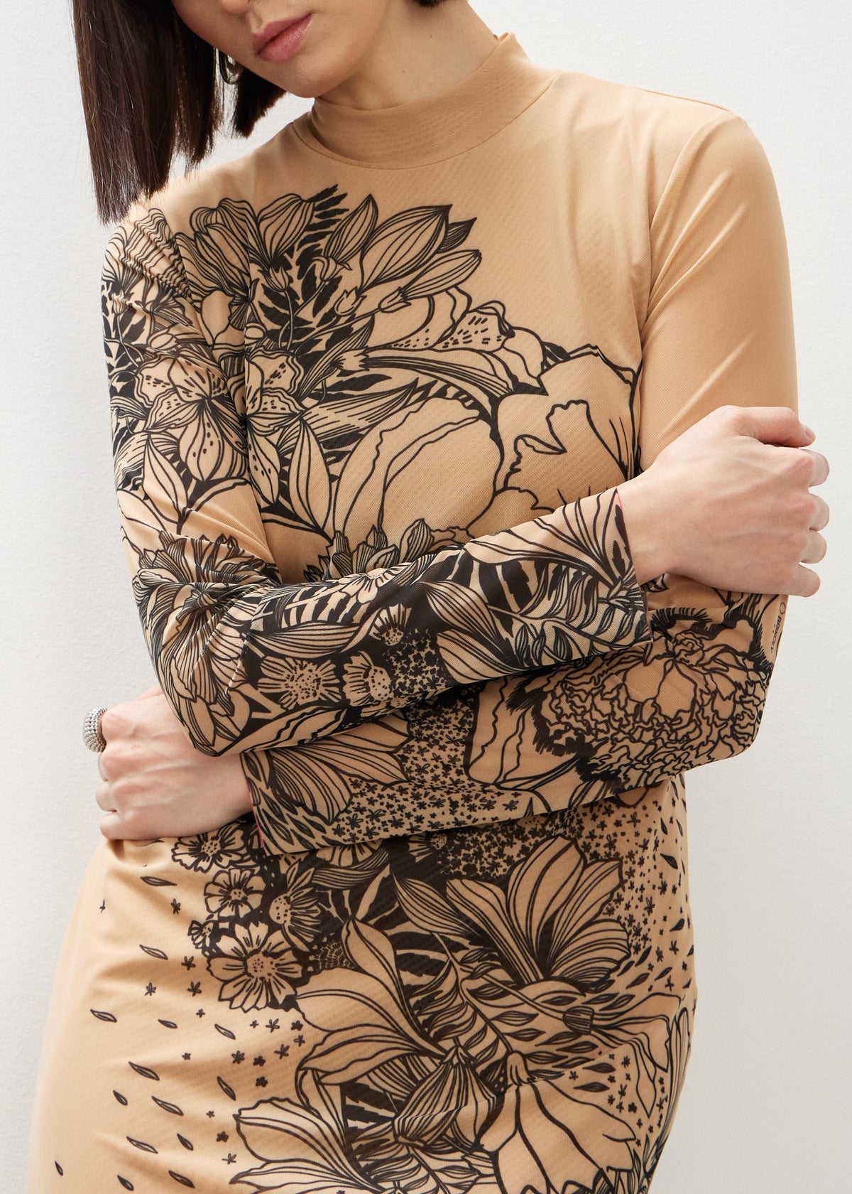 Beige Aster Mesh Dress for Formal and Party Looks - BRIKOLY