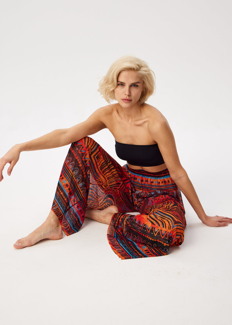 Tribal Africa Tattoo Palazzo Pants – Style, Comfort, and Sun Protection