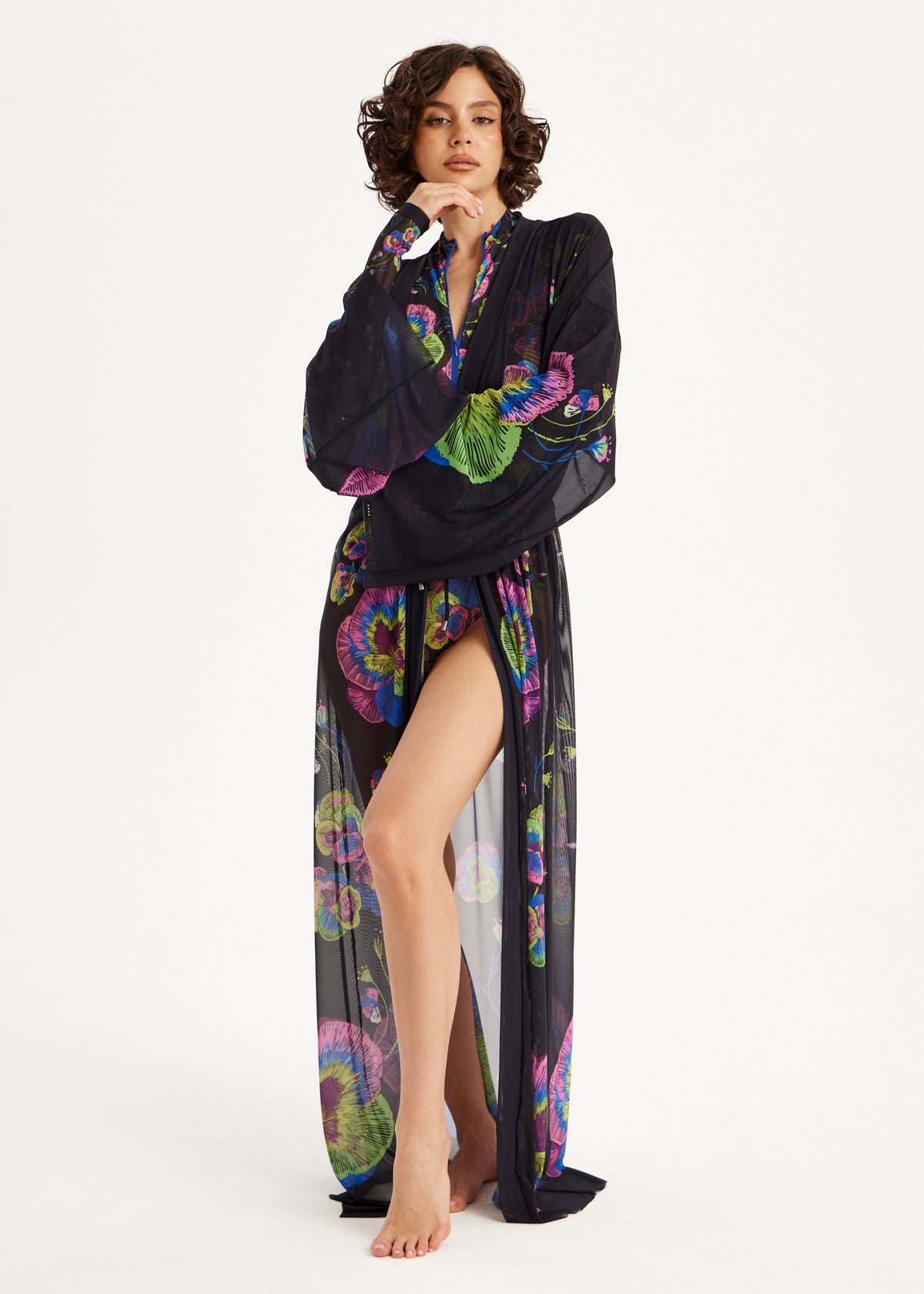 Violet Sheer Maxi Beach Cover-Up – Elegance Meets Effortless Style
