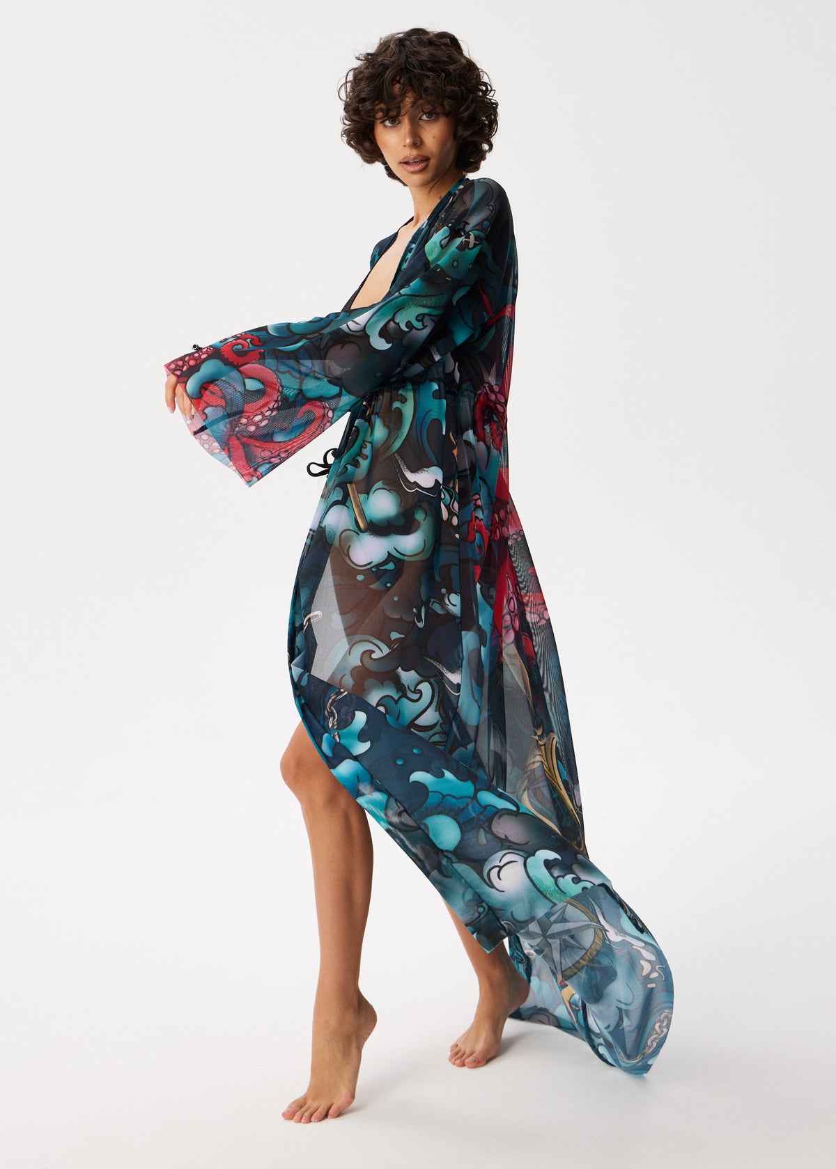 Octopus Sheer Maxi Beach Cover-Up – Elegance Meets Effortless Style – BRIKOLY