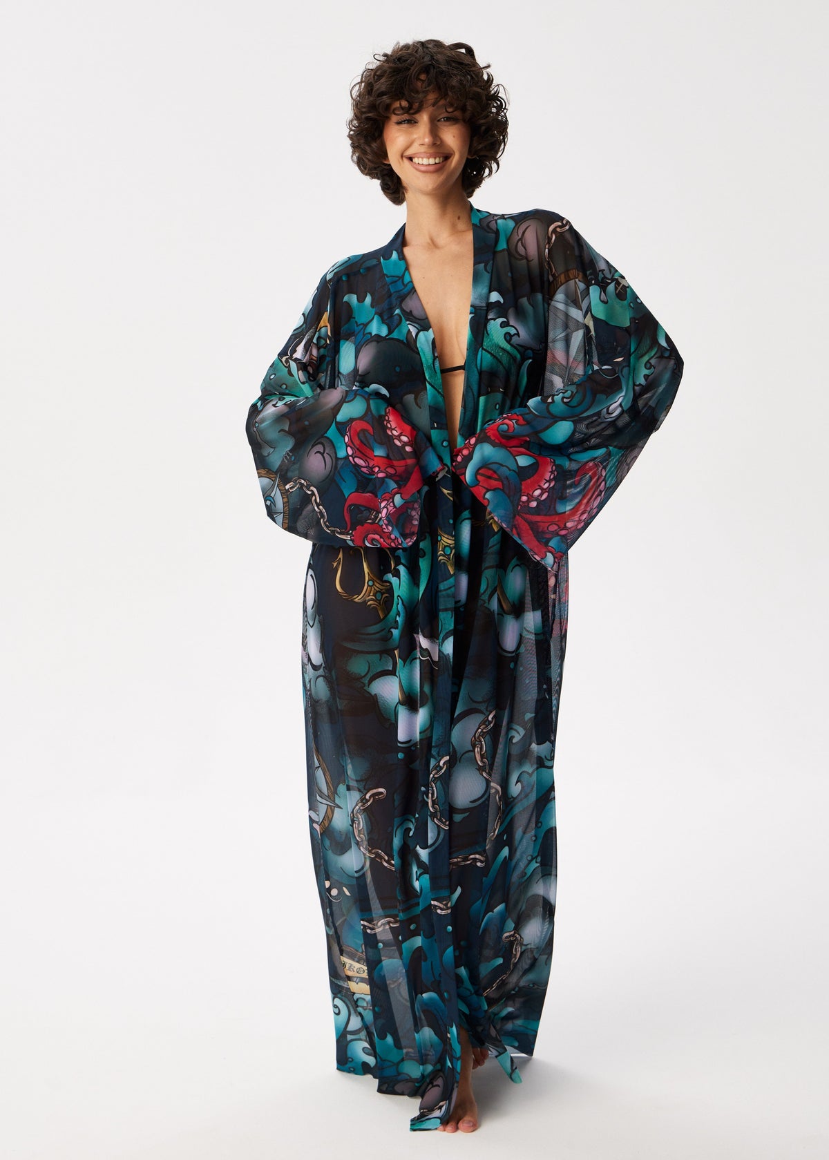 Octopus Sheer Maxi Beach Cover-Up – Elegance Meets Effortless Style