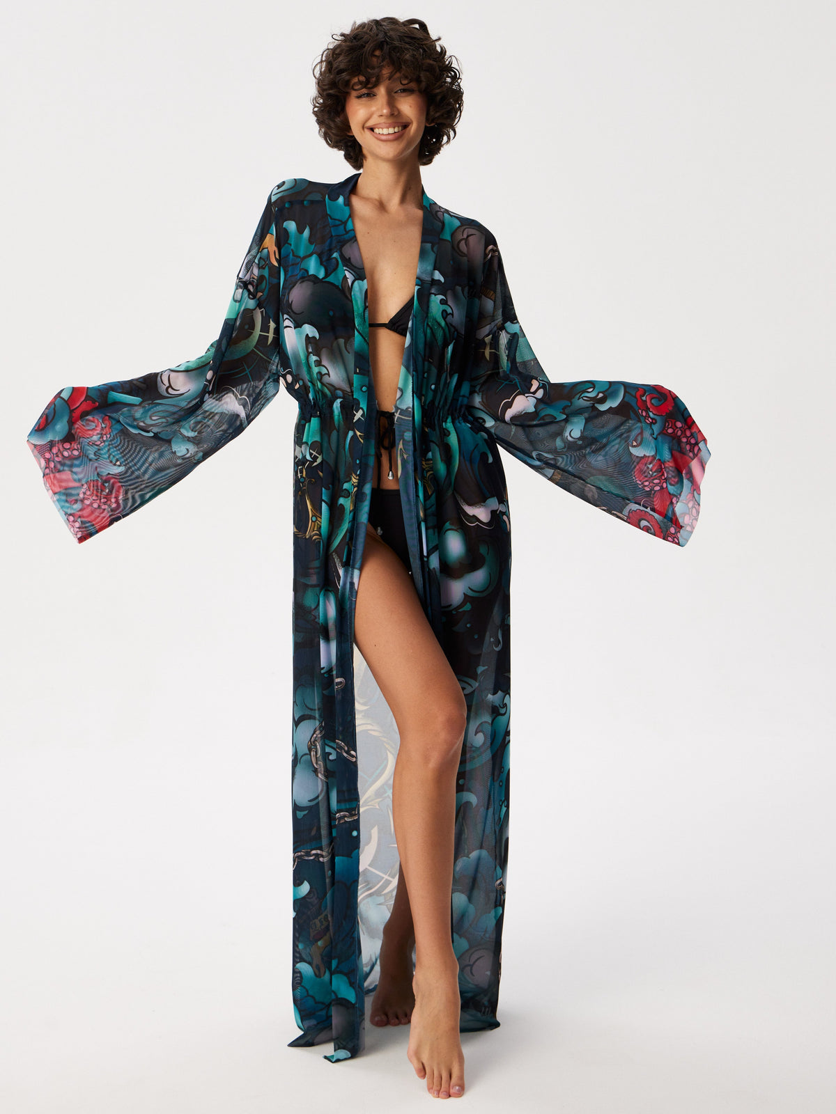 Octopus Sheer Maxi Beach Cover-Up – Elegance Meets Effortless Style