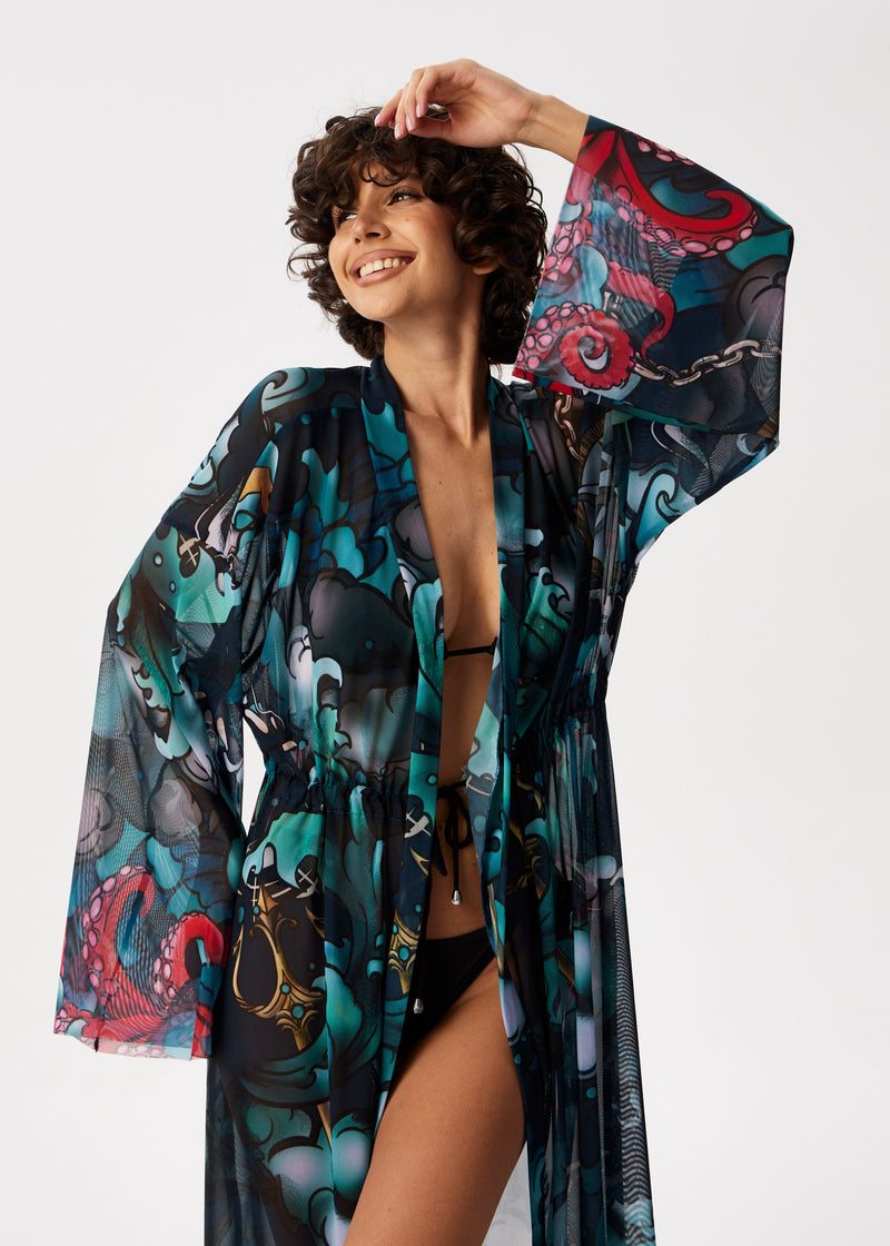 Octopus Sheer Maxi Beach Cover-Up – Elegance Meets Effortless Style