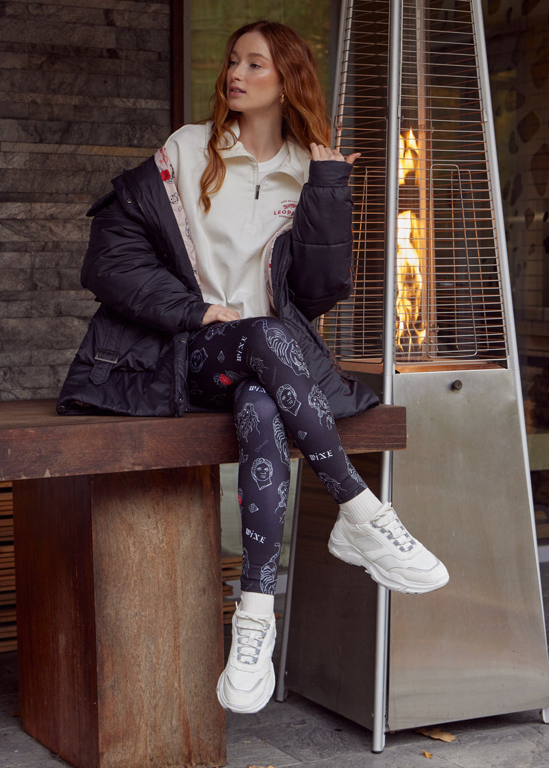 Tiger Tattoo Print Winter Leggings – Cozy, Bold & Stylish