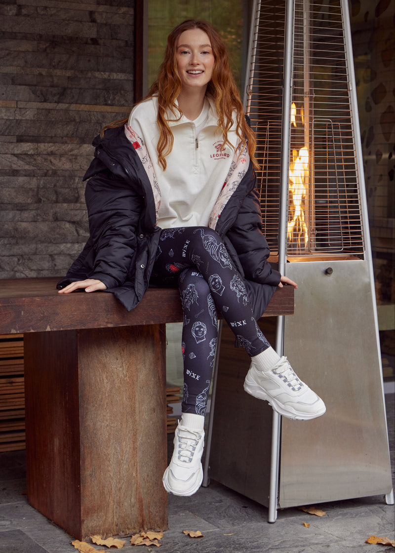 Tiger Tattoo Print Winter Leggings – Cozy, Bold & Stylish