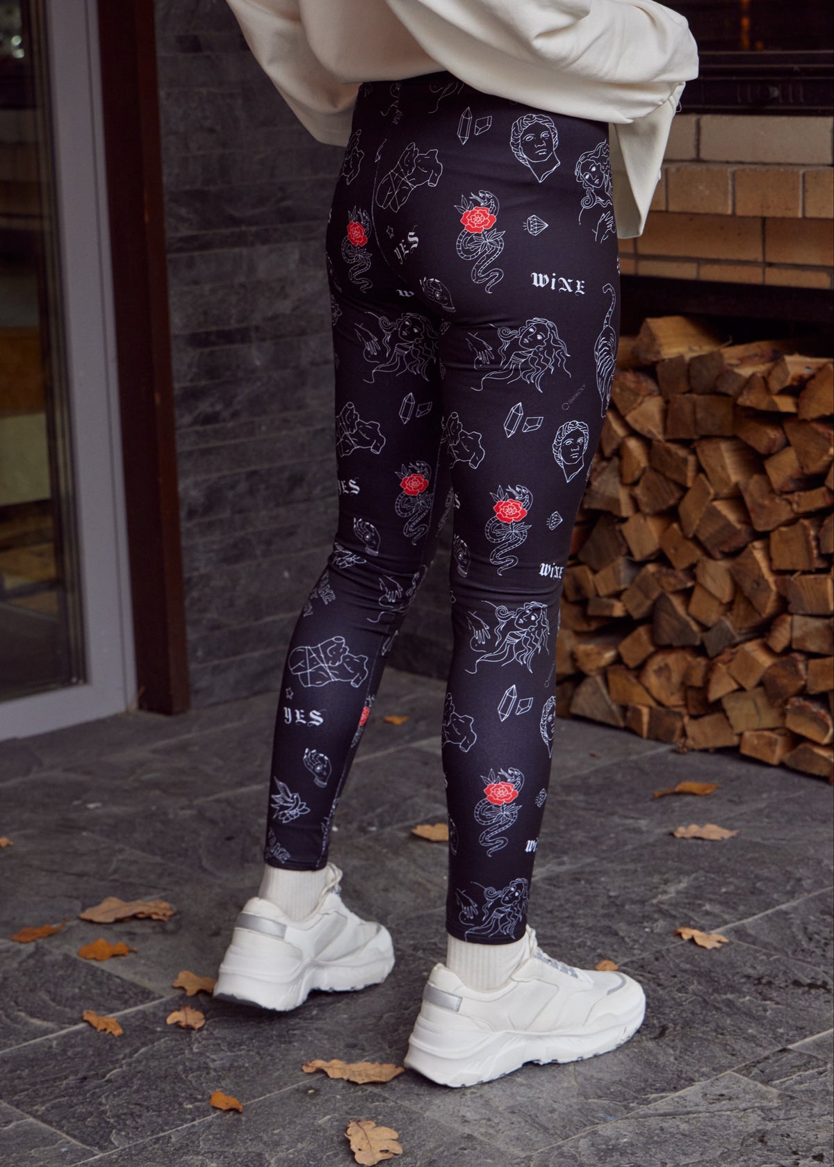 Tiger Tattoo Print Winter Leggings – Cozy, Bold & Stylish