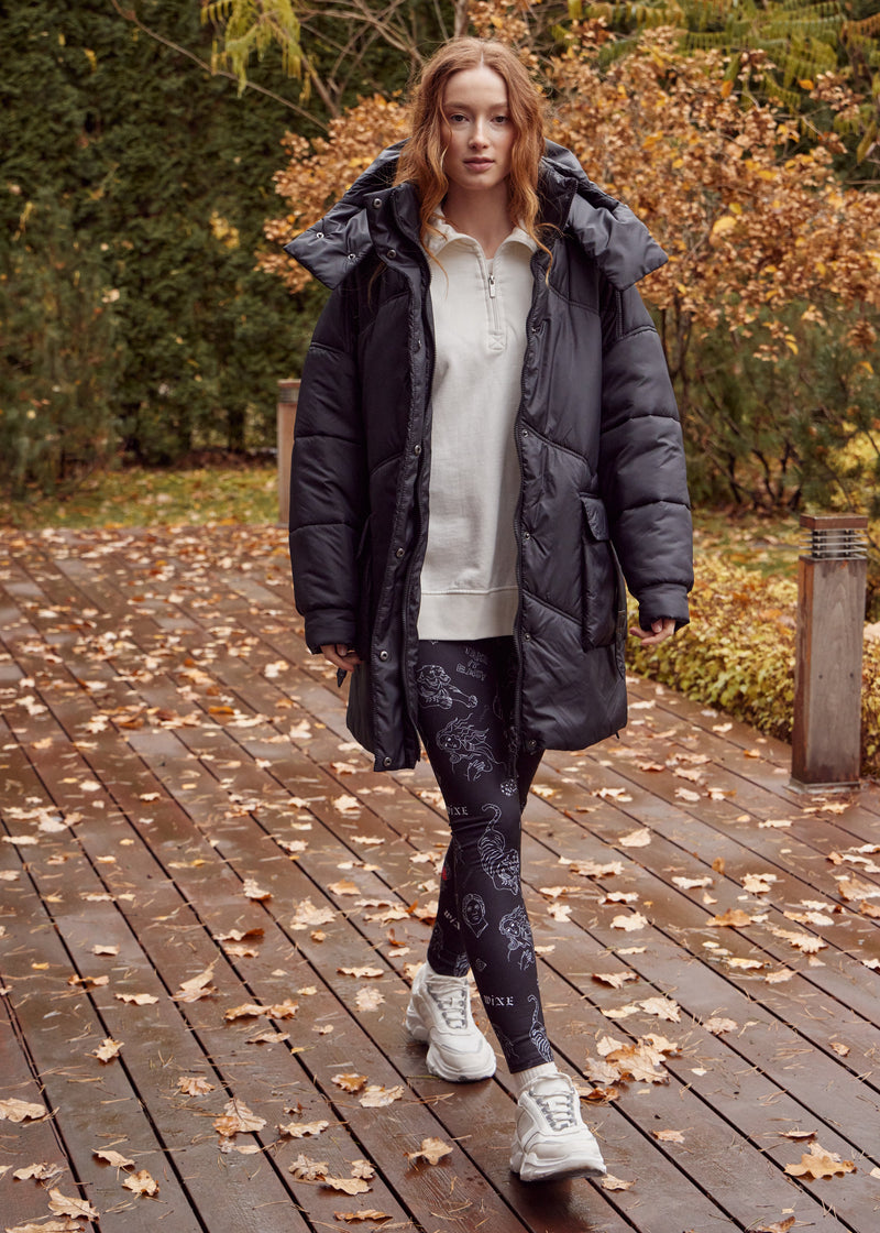 Tiger Tattoo Print Winter Leggings – Cozy, Bold & Stylish