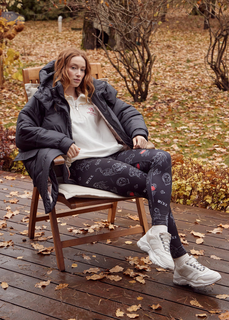 Tiger Tattoo Print Winter Leggings – Cozy, Bold & Stylish