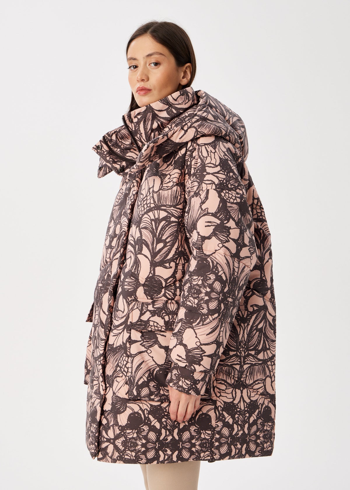 Lace Printed Puffer Jacket for Women – Artistic & Cozy Design - BRIKOLY