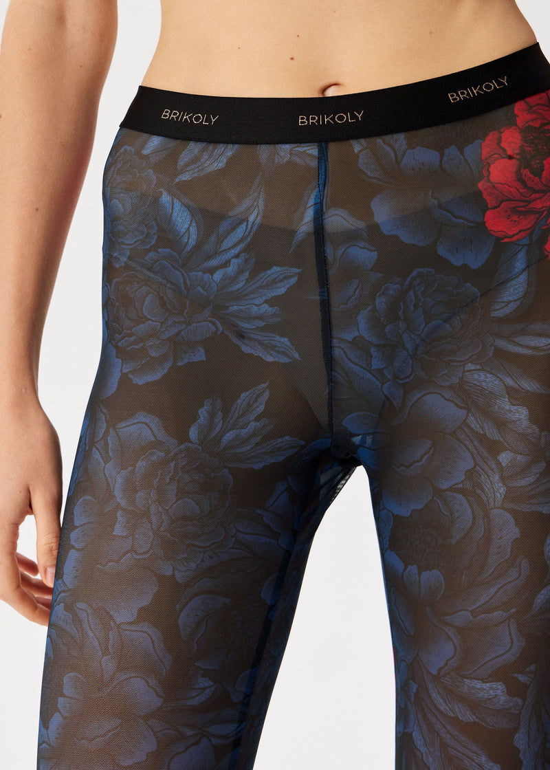 Rose Sheer Mesh Tattoo Effect Leggings for Women – Bold & Stylish - BRIKOLY