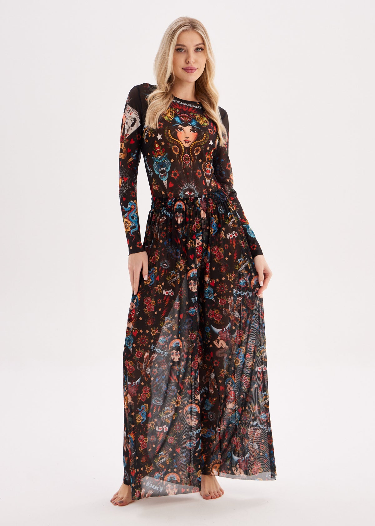 Oldschool Tattoo Palazzo Pants – Style, Comfort, and Sun Protection