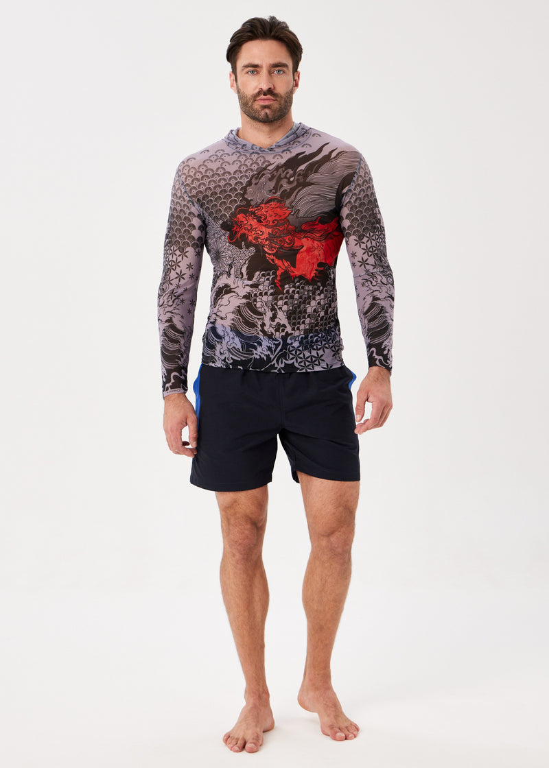 Dragon Men's Mesh Rash Guard – SPF 50 Long Sleeve Swim Shirt