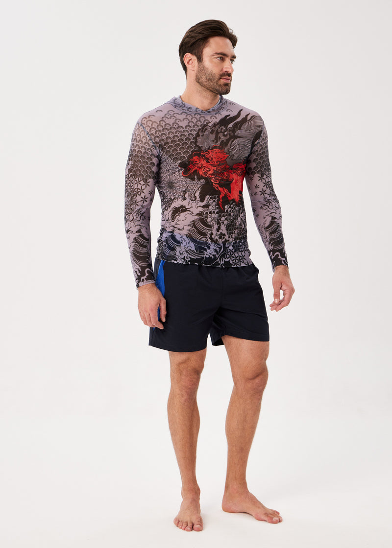 Dragon Men's Mesh Rash Guard – SPF 50 Long Sleeve Swim Shirt