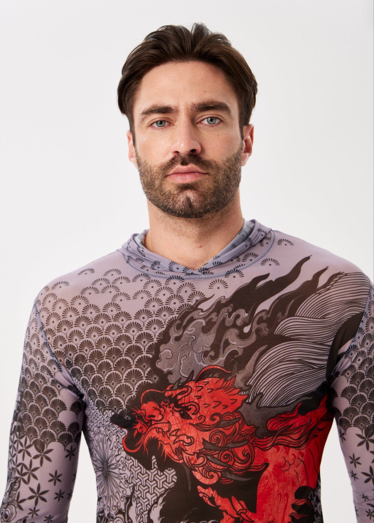 Dragon Men's Mesh Rash Guard – SPF 50 Long Sleeve Swim Shirt