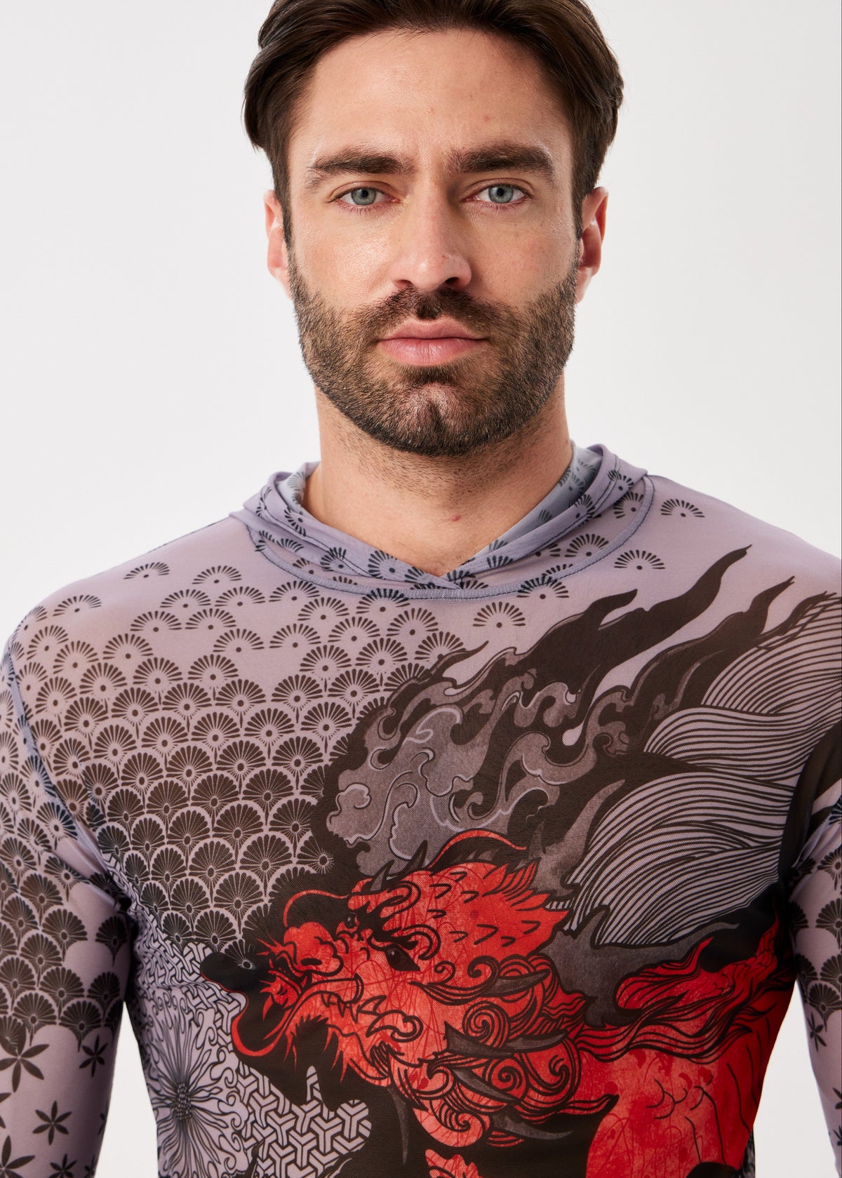 Dragon Men's Mesh Rash Guard – SPF 50 Long Sleeve Swim Shirt