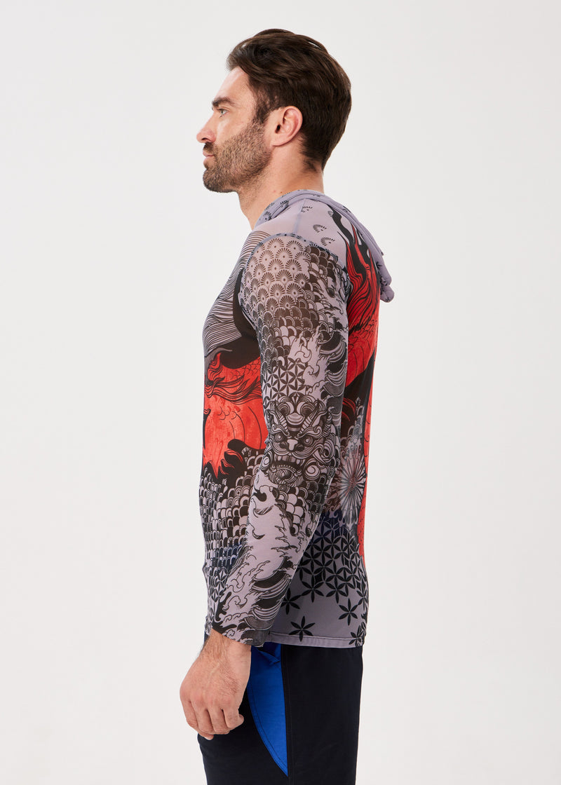 Dragon Men's Mesh Rash Guard – SPF 50 Long Sleeve Swim Shirt