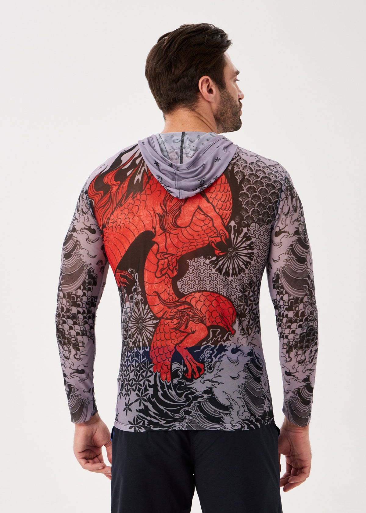 Dragon Men's Mesh Rash Guard – SPF 50 Long Sleeve Swim Shirt
