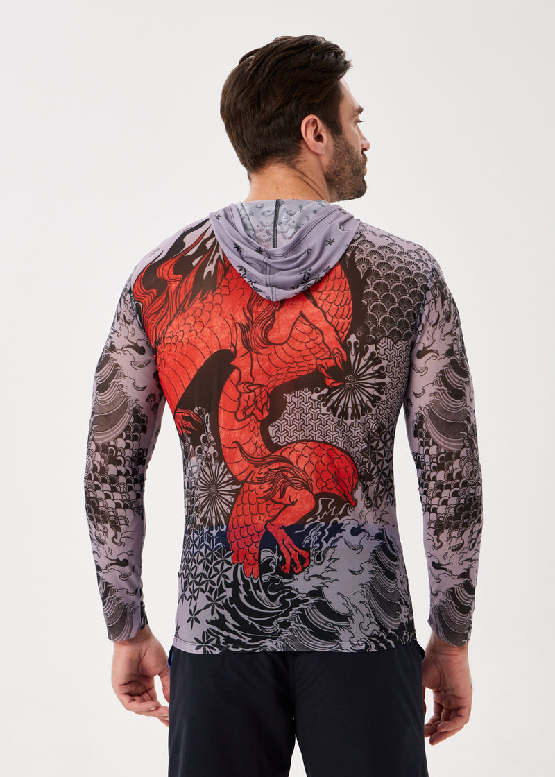 Dragon Men's Mesh Rash Guard – SPF 50 Long Sleeve Swim Shirt