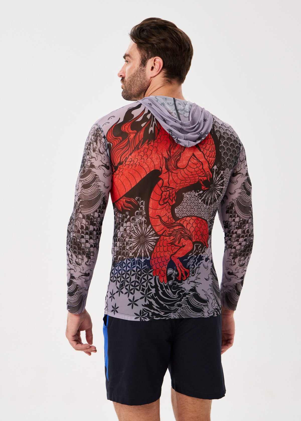 Dragon Men's Mesh Rash Guard – SPF 50 Long Sleeve Swim Shirt