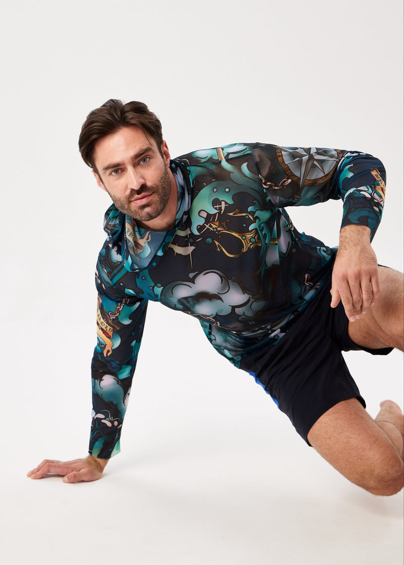 Octopus Men's Mesh Rash Guard – SPF 50 Long Sleeve Swim Shirt
