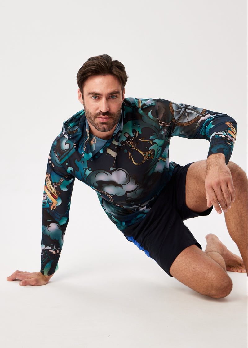 Octopus Men's Mesh Rash Guard – SPF 50 Long Sleeve Swim Shirt