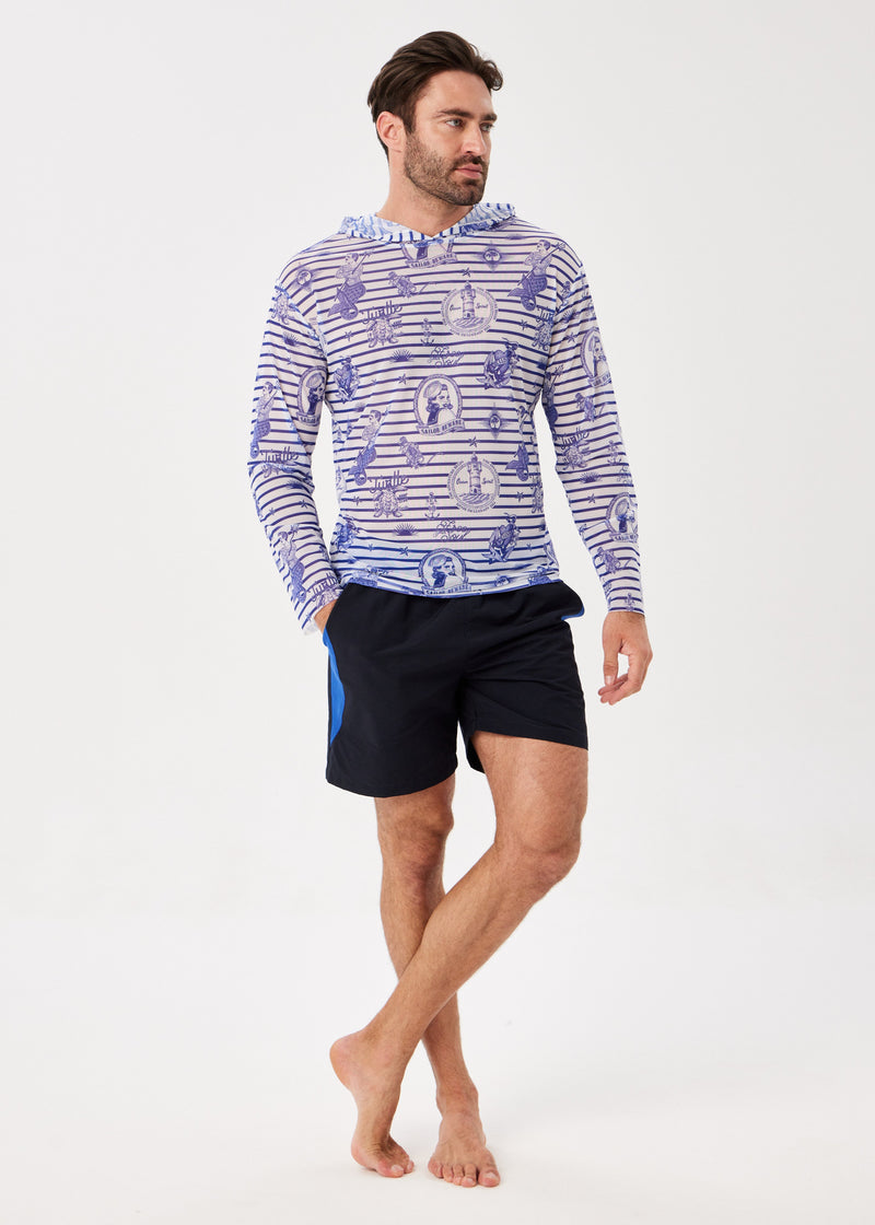 Seaman Men's Mesh Rash Guard – SPF 50 Long Sleeve Swim Shirt