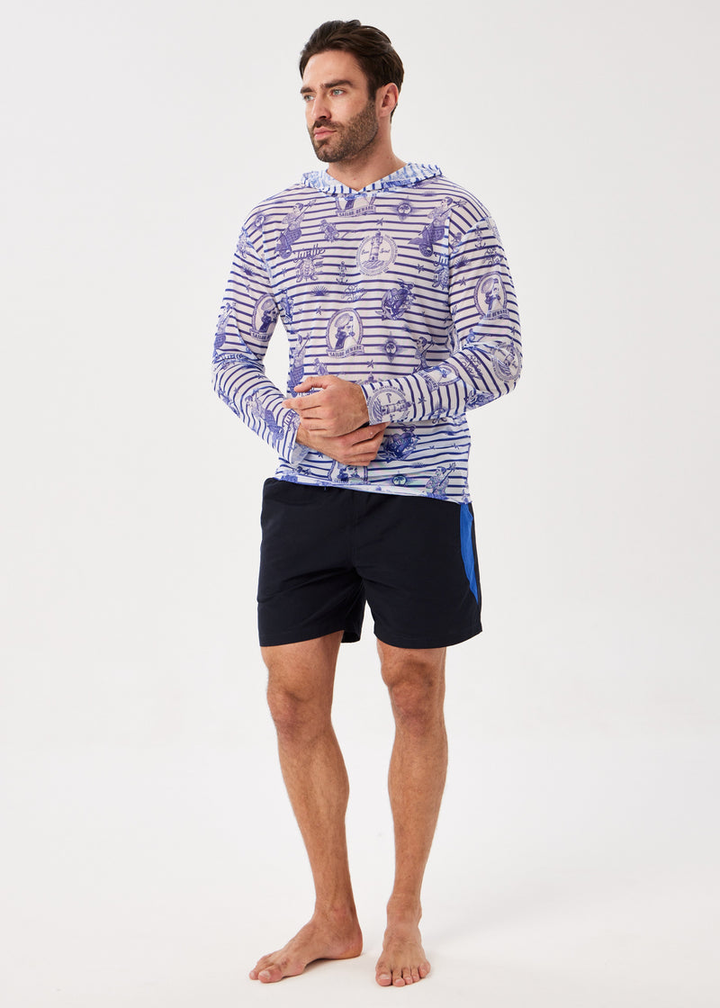Seaman Men's Mesh Rash Guard – SPF 50 Long Sleeve Swim Shirt