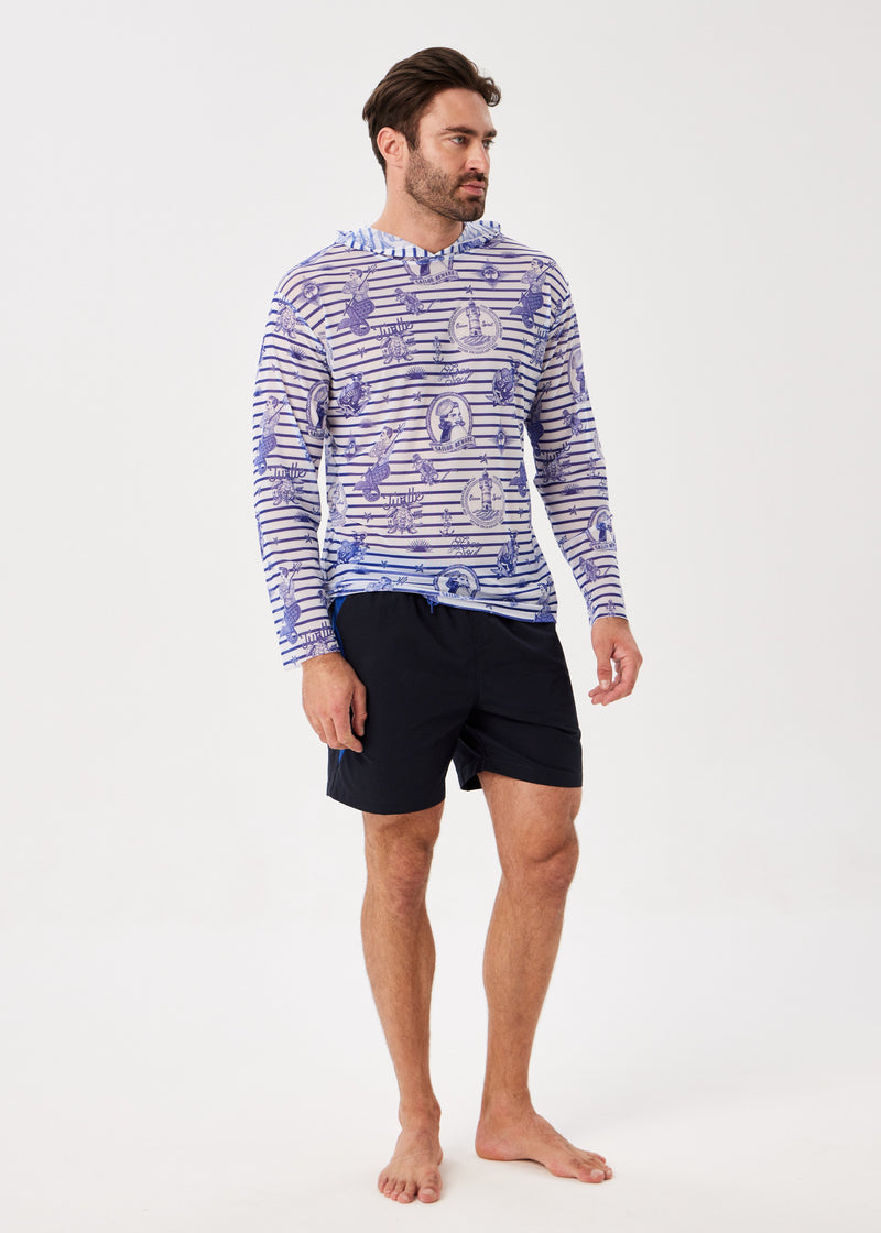 Seaman Men's Mesh Rash Guard – SPF 50 Long Sleeve Swim Shirt