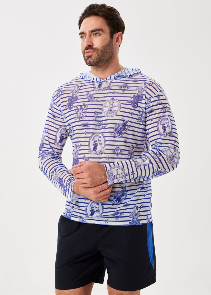 Seaman Men's Mesh Rash Guard – SPF 50 Long Sleeve Swim Shirt