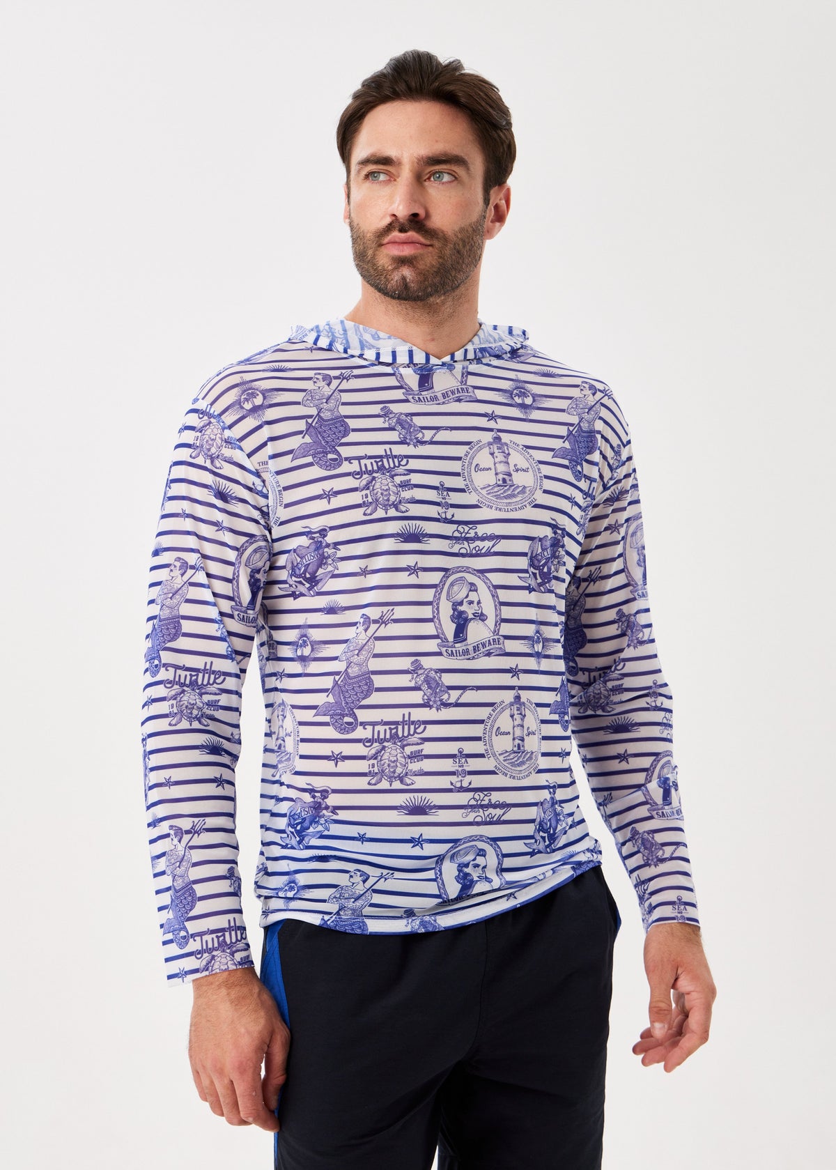 Seaman Men's Mesh Rash Guard – SPF 50 Long Sleeve Swim Shirt