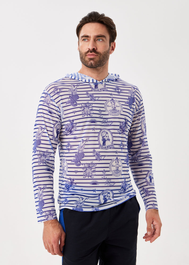 Seaman Men's Mesh Rash Guard – SPF 50 Long Sleeve Swim Shirt