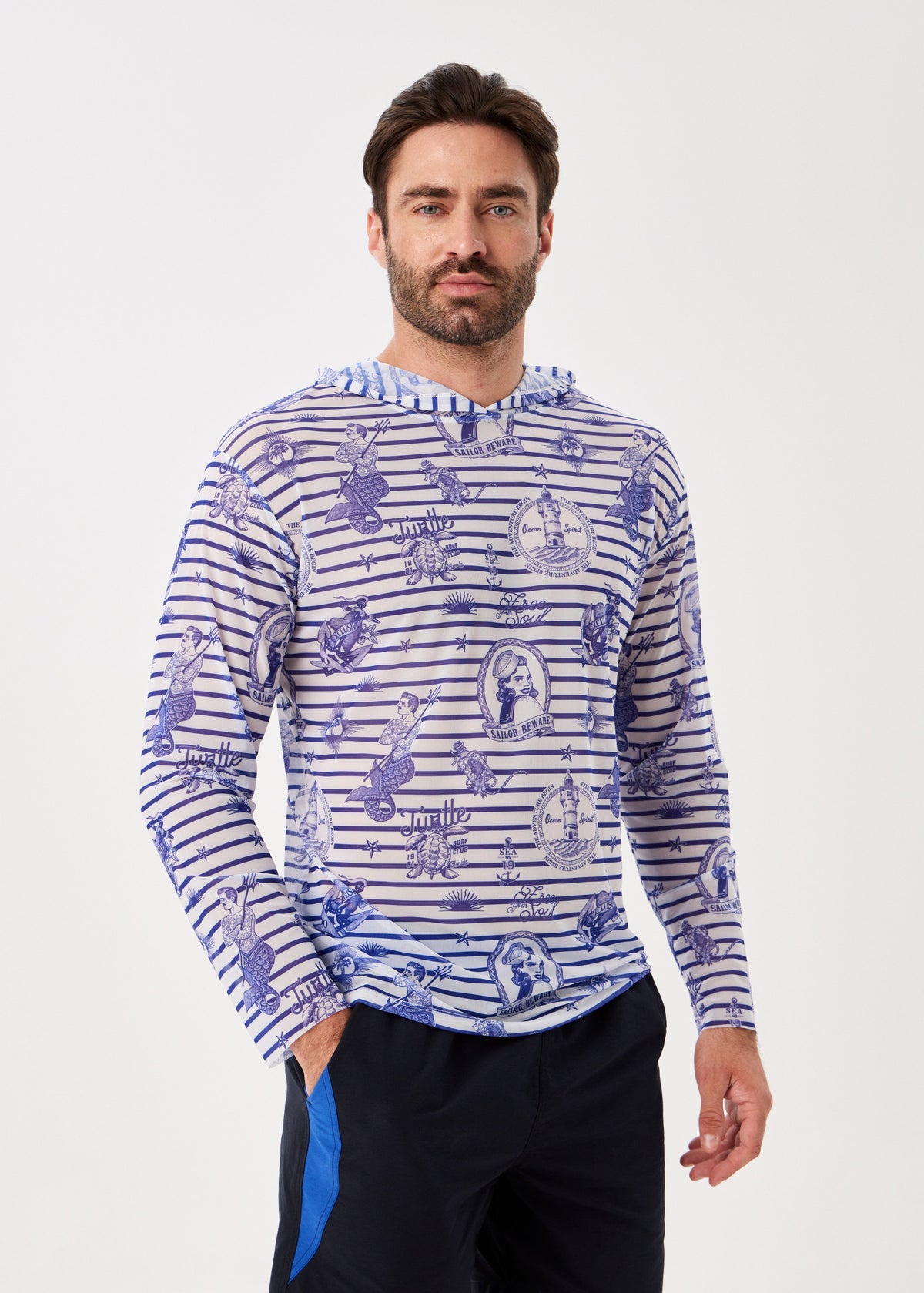 Seaman Men's Mesh Rash Guard – SPF 50 Long Sleeve Swim Shirt