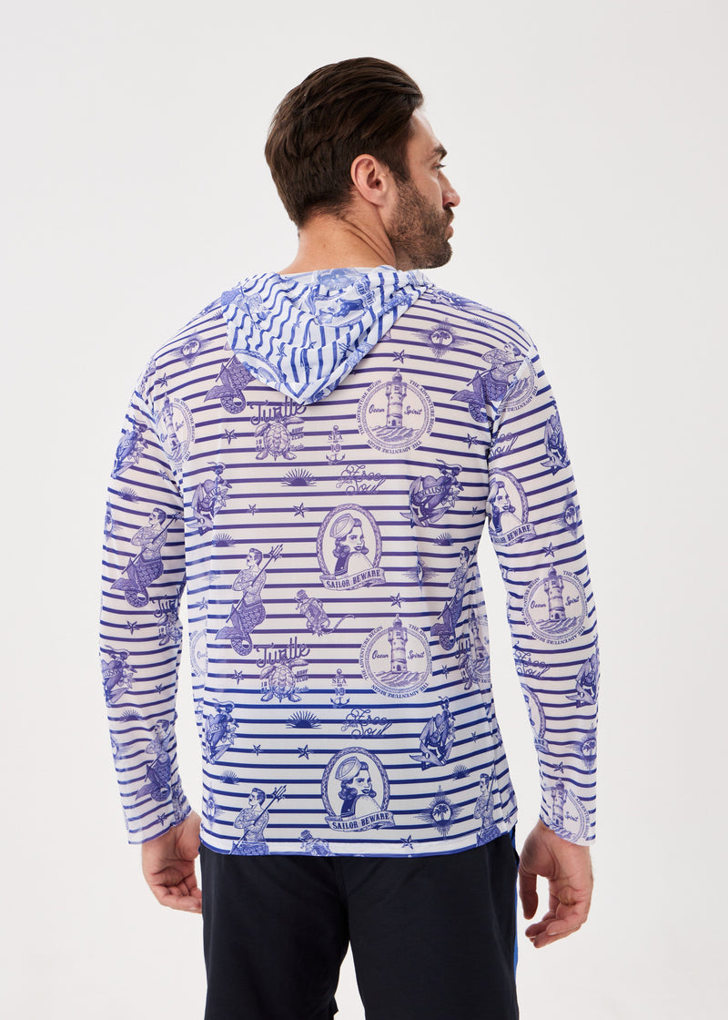 Seaman Men's Mesh Rash Guard – SPF 50 Long Sleeve Swim Shirt