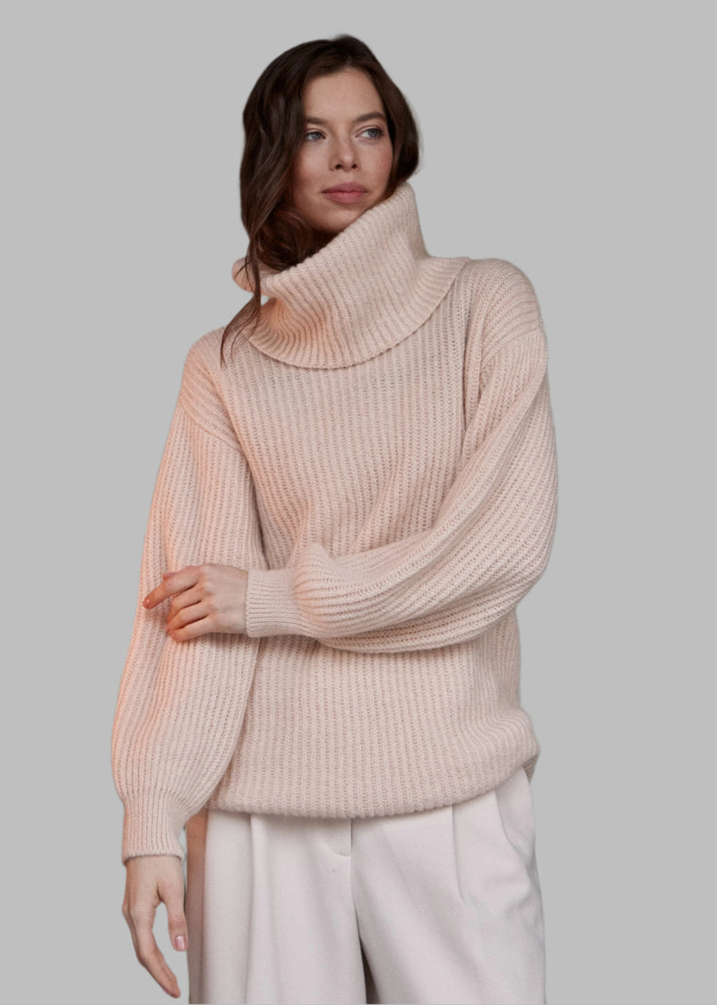 Beige Chic Knit Sweater Dress with Funnel Neck Beige Chic Knit Sweater Dress with Funnel Neck