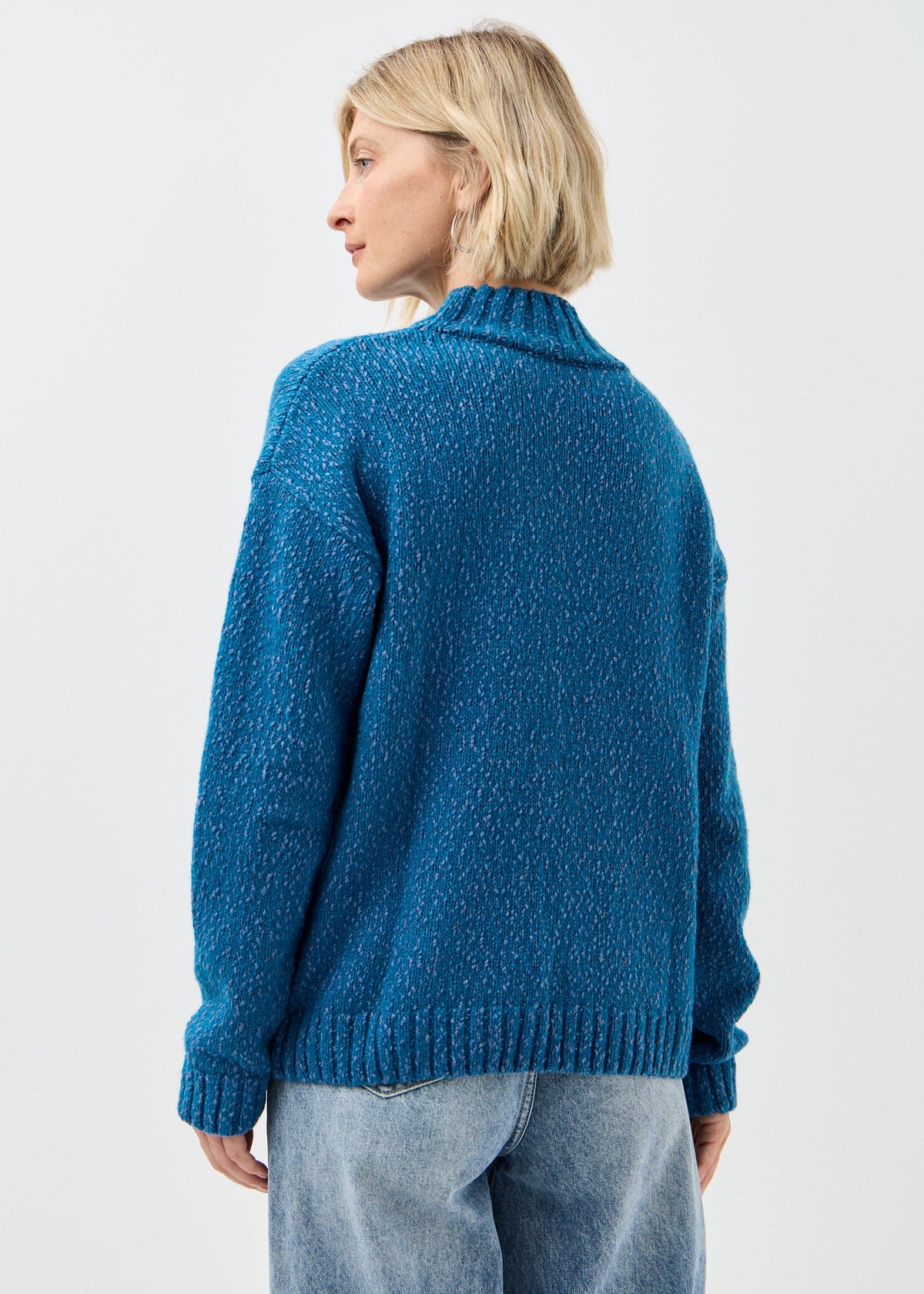 Women's blue cotton-merino knit sweater by BRIKOLY — product image 4