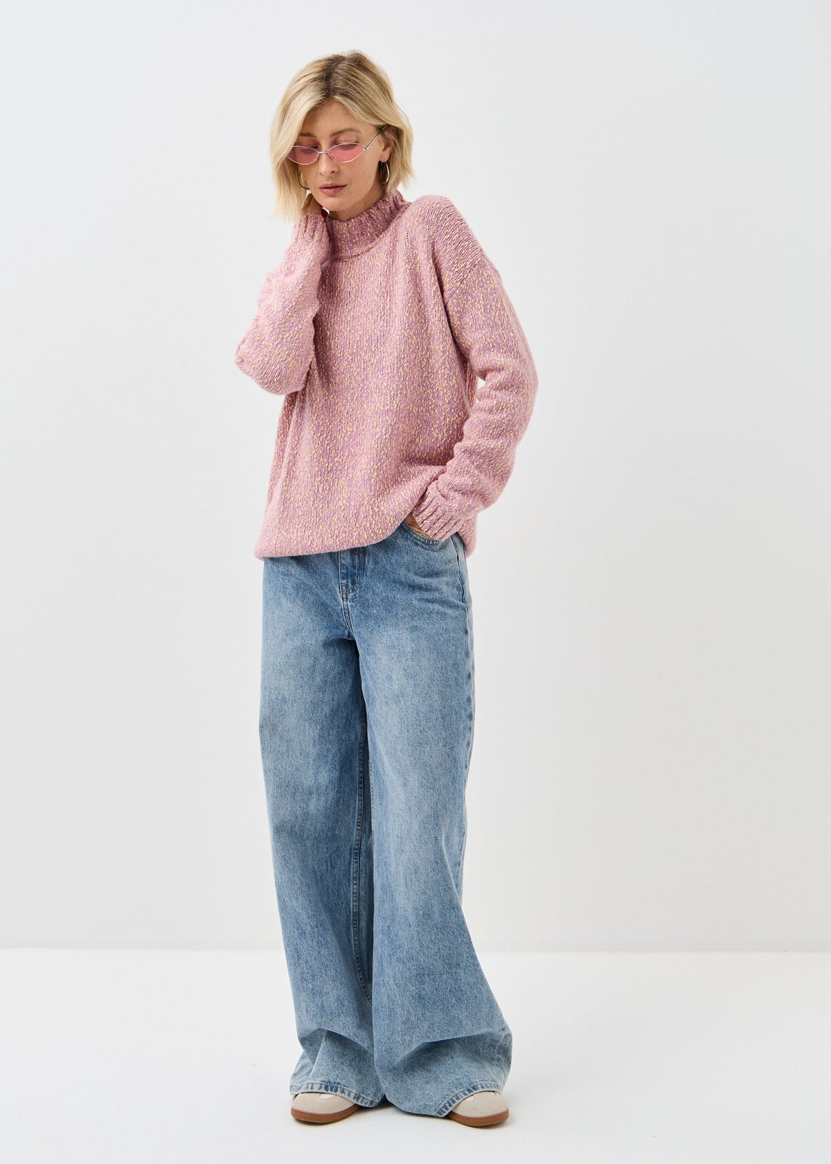 Women's pink cotton-merino knit sweater by BRIKOLY — product image 11