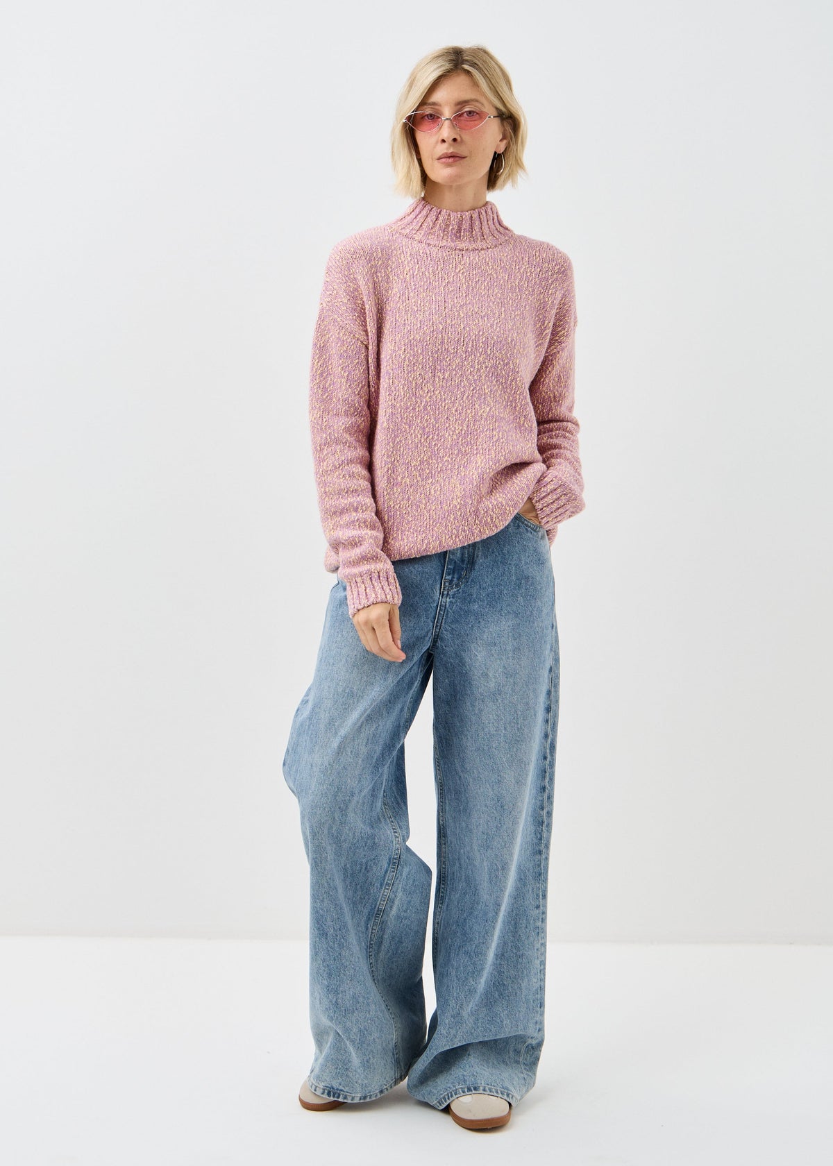 Women's pink cotton-merino knit sweater by BRIKOLY — product image 10