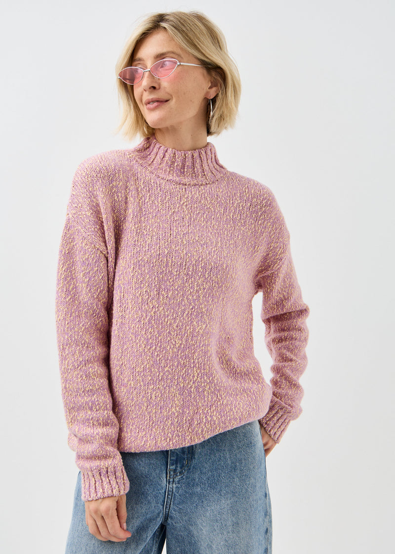 Women's pink cotton-merino knit sweater by BRIKOLY — product image 1
