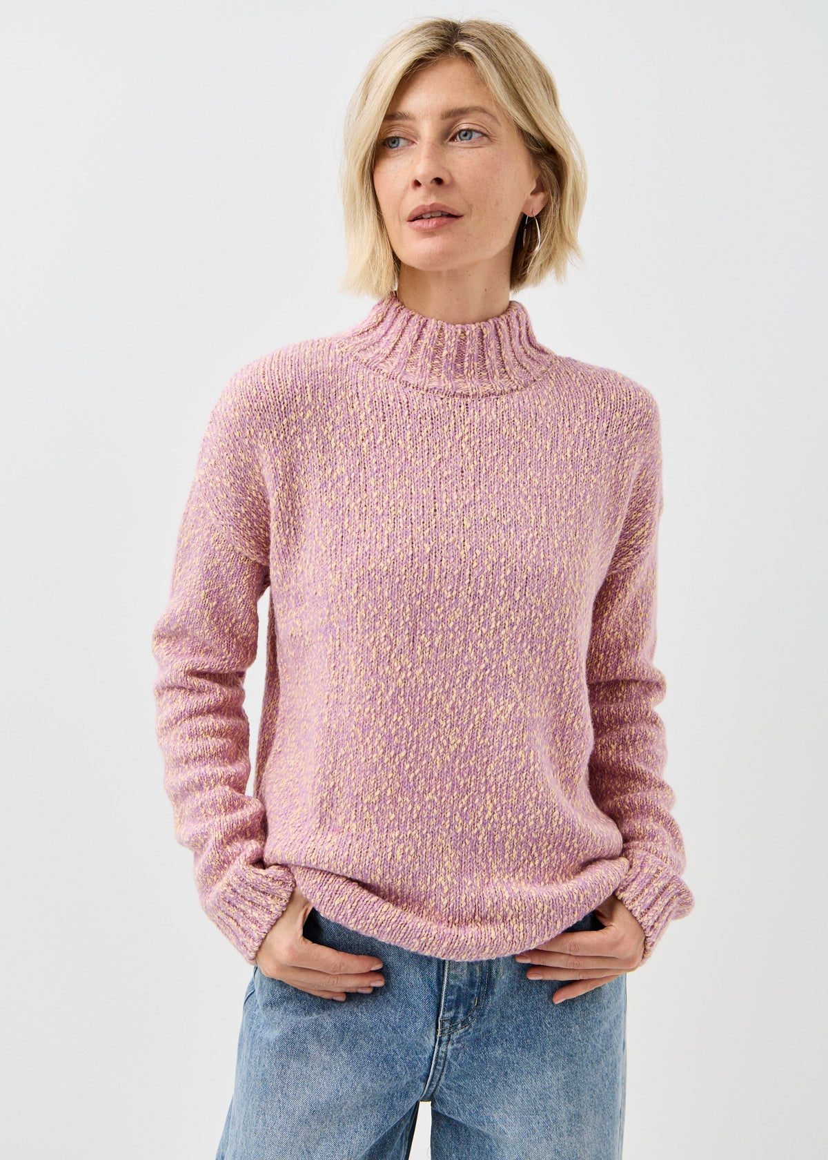 Women's pink cotton-merino knit sweater by BRIKOLY — product image 7
