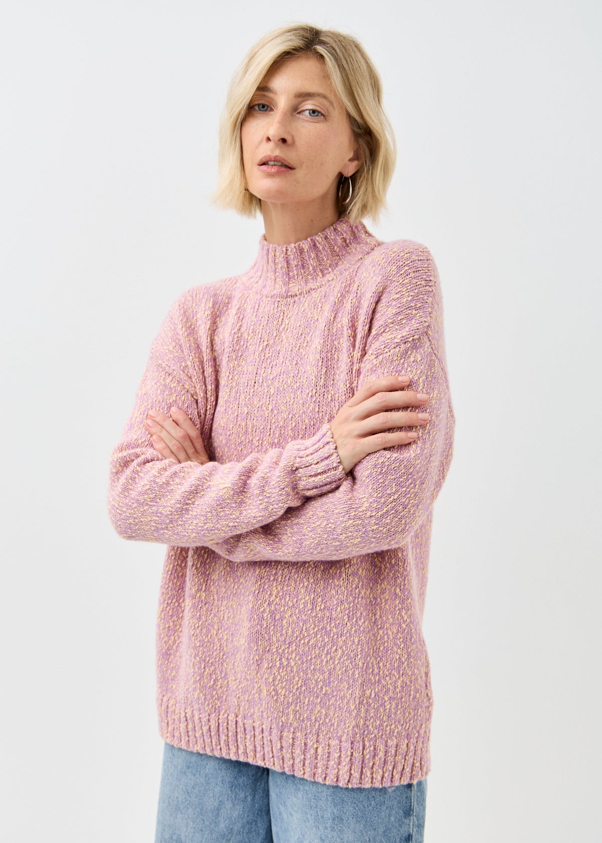 Women's pink cotton-merino knit sweater by BRIKOLY — product image 8